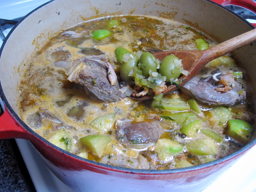 Braising the goat - Braised Goat Stew with Sofrito