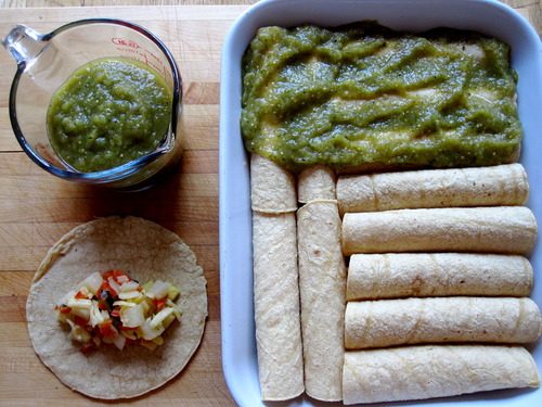 In the Pan - Enchiladas Verdes with Tomatillo – Chile Sauce
